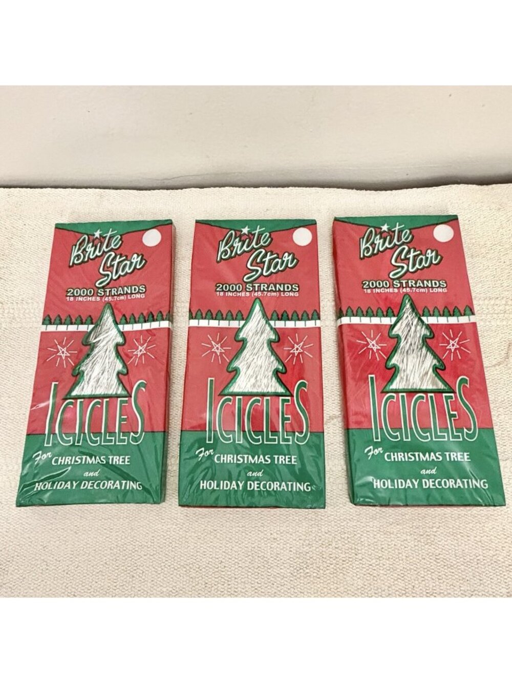 Vintage Brite Star Plastic Icicles Christmas Tree Holiday Decor Lot Of 3